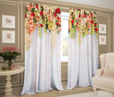 RISKY FAB 274 cm (9 ft) Polyester Room Darkening Long Door Curtain (Pack Of 2)(Floral, Grey, Grey, Grey)
