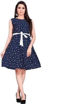 Modli 20 Fashion Women A-line White, Blue Dress