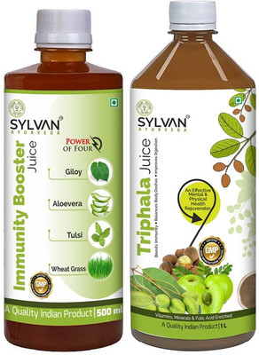 SYLVAN AYURVEDA SYLVAN|GILOY JUICE - IMMUNITY BOOSTER 500ML +TRIPHALA JUICE 1000ML |PACK OF 2(2 x 0.75 L)