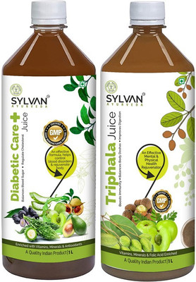 SYLVAN AYURVEDA SYLVAN|DIABETIC CARE+TRIPHALA JUICE 2L|PACK OF 2 - Regulate Blood Sugar & Improve digestion(2 x 1 L)