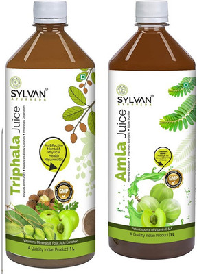 SYLVAN AYURVEDA SYLVAN| FRESH AMLA JUICE+TRIPHALA JUICE 2L|VALUE PACK OF 2(2 x 1 L)