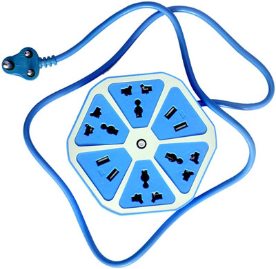 BUY SURETY Hexagon Socket Extension board with 4 Usb And 4 Socket Mobile Charging USB Power Hub 10 A Three Pin Socket
