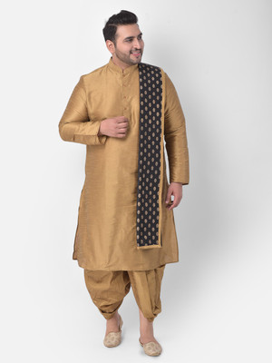 DEYANN PLUS Men Kurta Dhoti Pant Dupatta Set