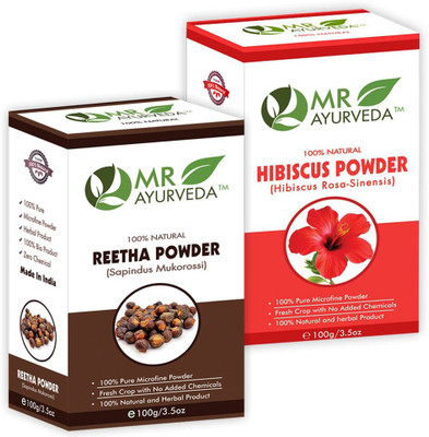 MR Ayurveda Reetha Powder and Hibiscus Flower Powder - Set of 2(200 g)
