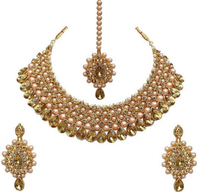 jatin imitation Metal, Stone Gold-plated Gold Jewellery Set(Pack of 1)