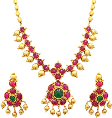 Aadesh Creation Alloy Gold-plated Multicolor Jewellery Set(Pack of 1)