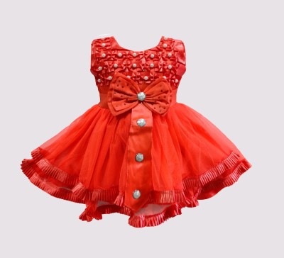 NextGen Baby Girls Midi/Knee Length Party Dress(Red, Sleeveless)