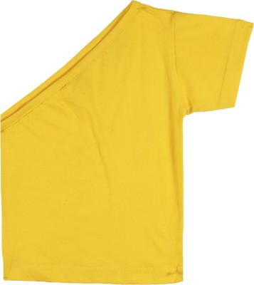 Aww Hunnie Girls Casual Cotton Blend Shirt Style Top(Yellow, Pack of 1)