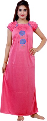 Tanvish Fashion Women Nighty(Pink)