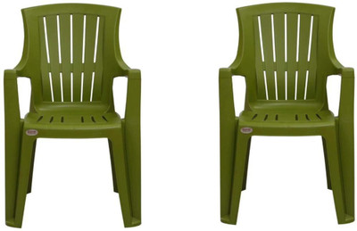 Supreme Plastic Outdoor Chair(GREEN, Set of 2, Pre-assembled)