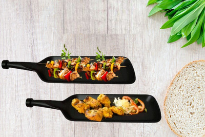 ZIDO (Pack of 2) Exclusive Classical Design Snacks Platter for Multipurpose Use Sizzler Tray(Pack of 2)
