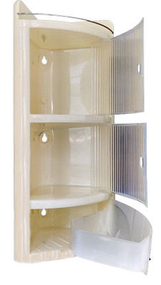 URBAN CHOICE storage washbasin rack and shelf Polypropylene Wall Shelf(Number of Shelves - 3, Beige)