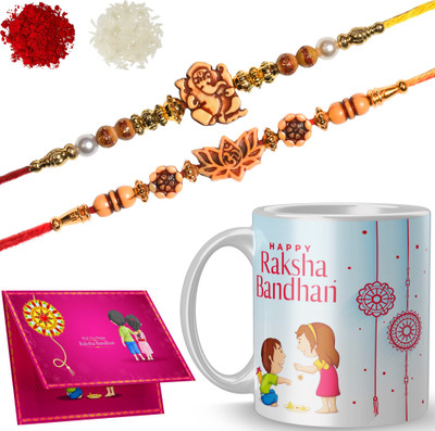 RS CASE Rakhi, Chawal Roli Pack, Greeting Card, Mug Set(2 Rakhi, 1 Mug, 1 Roli & Chawal, 1 Card)