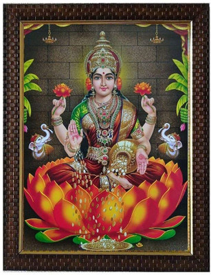 SVC Handicrafts Goddess Lakshmi / Laxmi Synthetic Wood Pooja Photo Frame Religious Frame