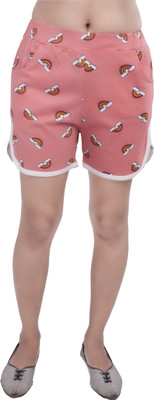 DRESSED UP DIVAS Printed Women Pink Hotpants