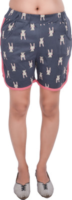 DRESSED UP DIVAS Printed Women Grey Hotpants