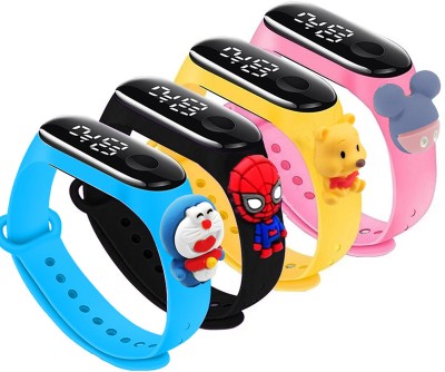 Time Up M5 Kids WristBand Watches Set of 4 Pcs(Multicolor Strap, Size : Free Size)