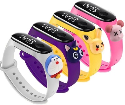 Time Up M5 Kids WristBand Watches Set of 4 Pcs(Multicolor Strap, Size : Free Size)