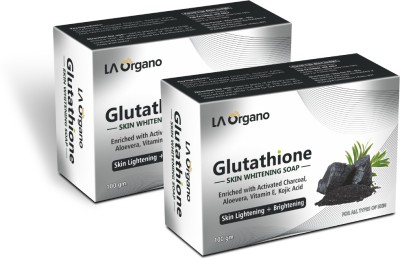 LA Organo Glutathione Charcoal Skin Lightening & Brightening Soap For All Skin Type(2 x 100 g)