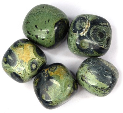 CRYSTU Natural Kambaba Jasper Tumble Stone. Charged Polished Asymmetrical Crystal Stone(Green, Black 100 g)