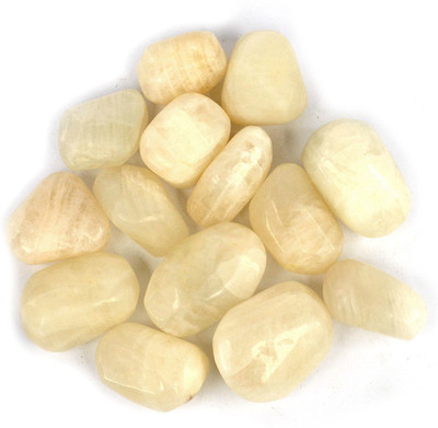 CRYSTU Natural Milky Moonstone Tumble Stone. Charged By Reiki Grandmaster & Vastu Expert(25-50 GM Approx) Polished Asymmetrical Crystal Stone(Beige 100 g)