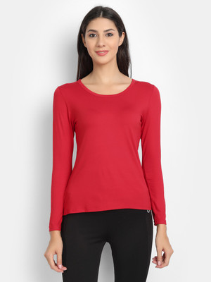 BAMBOOLOGY Solid Women Round Neck Black T-Shirt