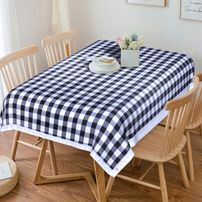 STEVE PVC 6 Seater Checkered Table Cover(NEVY BLUE CHECKS)