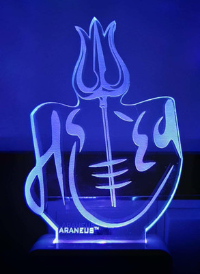 HASHFLOW 3D NIGHTLAMP Illusion Mahadev OM TRISHUL Lamp Night Lamp(12 cm, Multicolor)