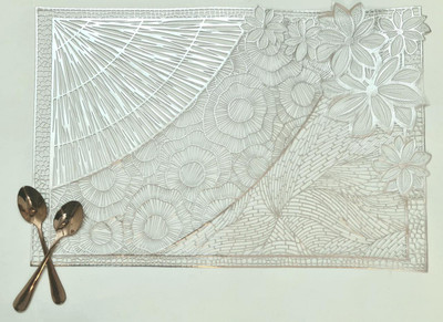 DELHI PVC CORP Rectangular Pack of 6 Table Placemat(Silver, PVC)
