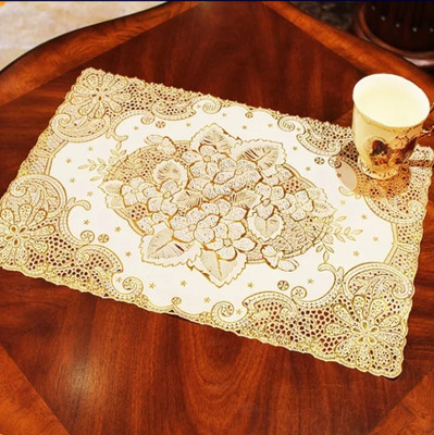 DELHI PVC CORP Rectangular Pack of 6 Table Placemat(Gold, PVC)