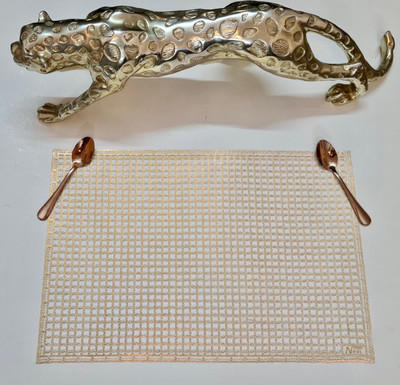 DELHI PVC CORP Rectangular Pack of 6 Table Placemat(Gold, PVC)