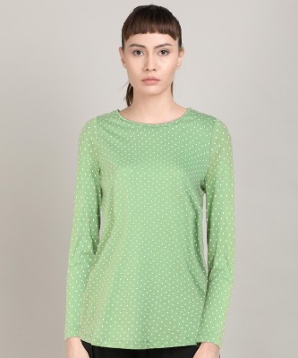 Dreamz by Pantaloons Casual Half Sleeve Polka Print Women Green Top