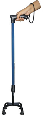 KDS SURGICAL 4 Leg Blue Height Adjustable Men/Women/Old Age People With Hand Support - Blue With Dori Walking Stick