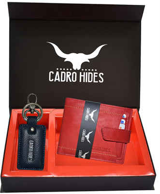 cadrohides Men Casual Red Genuine Leather Wallet(9 Card Slots, Pack of 2)