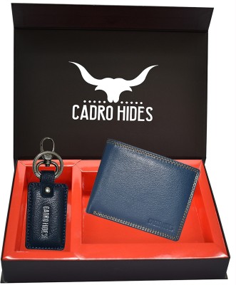 cadrohides Men Casual Blue Genuine Leather Wallet(6 Card Slots, Pack of 2)