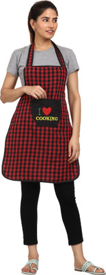 JMI Cotton Chef's Apron - Free Size(Multicolor, Red, Single Piece)