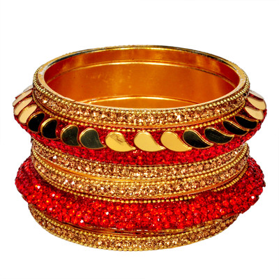 Rijoli Metal Zircon Bangle Set(Pack of 6)