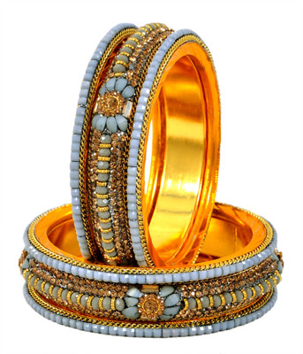 Rijoli Metal Beads Bangle Set(Pack of 2)