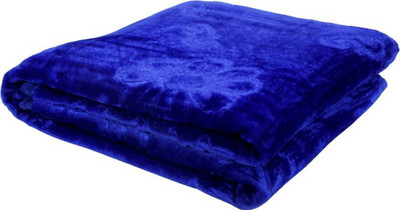 GKM Self Design Single Mink Blanket for  Heavy Winter(Microfiber, Blue)