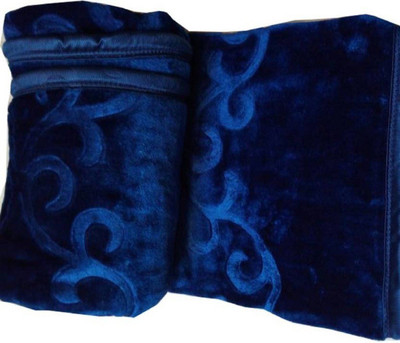 BLAN STAR Self Design Double Mink Blanket for  Heavy Winter(Microfiber, Blue)