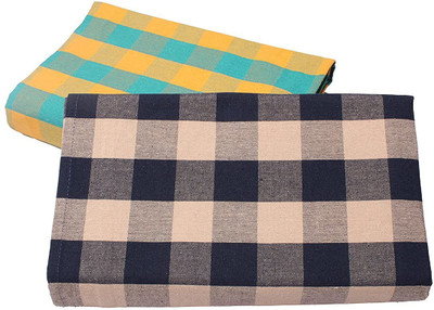 Tharunsha Elite Checkered Single AC Blanket for  Mild Winter(Cotton, Sandal Blue Yellow Green)