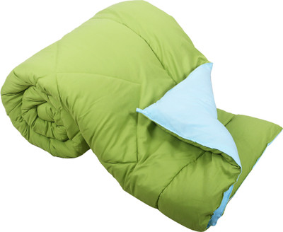 RD11 Solid Single Comforter for  Heavy Winter(Poly Cotton, Green-Aqua)