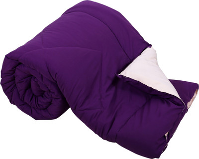 RD11 Solid Single Comforter for  Mild Winter(Poly Cotton, Purple-Peach)