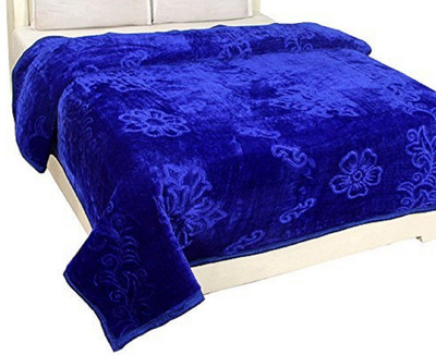 GKM Self Design Double Mink Blanket for  Heavy Winter(Microfiber, Blue)