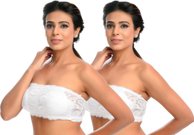 Extoes Women Bandeau/Tube Heavily Padded Bra(White)