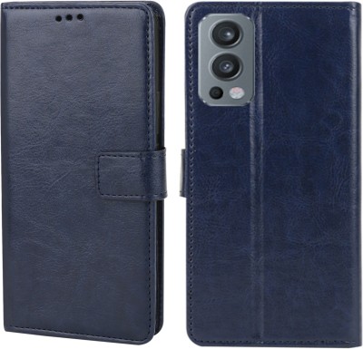 MG Star Flip Cover for OnePlus Nord 2 5G PU Leather Vintage Case with Card Holder and Magnetic Stand(Blue, Shock Proof, Pack of: 1)