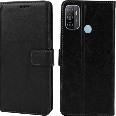 RK Seller Flip Cover for Oppo A33 (2020) PU Leather Vintage Case with Card Holder and Magnetic Stand(Black, Shock Proof, Pack of: 1)