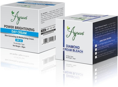 Aysun Power Brightening Day Cream & Diamond Cream Bleach Combo Pack of 2(2 Items in the set)