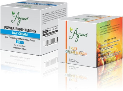 Aysun Power Brightening Day Cream & Fruit Cream Bleach Combo Pack of 2(2 Items in the set)