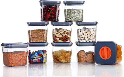 Solomon Plastic Grocery Container  - 1000 ml(Pack of 10, Grey)